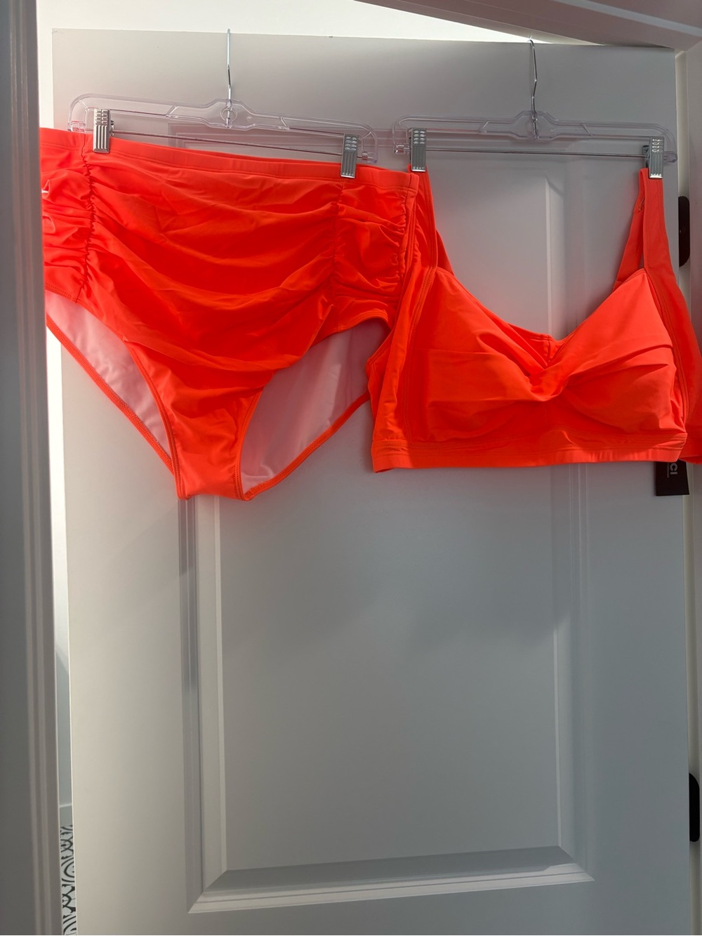 Plus-Size Ruched Bikini Set in Neon Orange